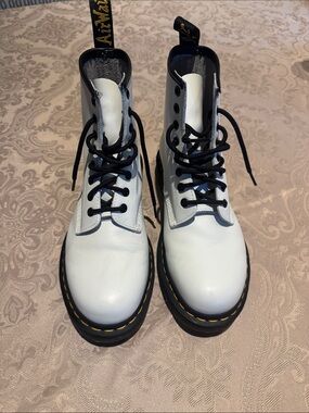 Never worn Dr air wear Martens White Lace-Up Platform Combat Boots - Women